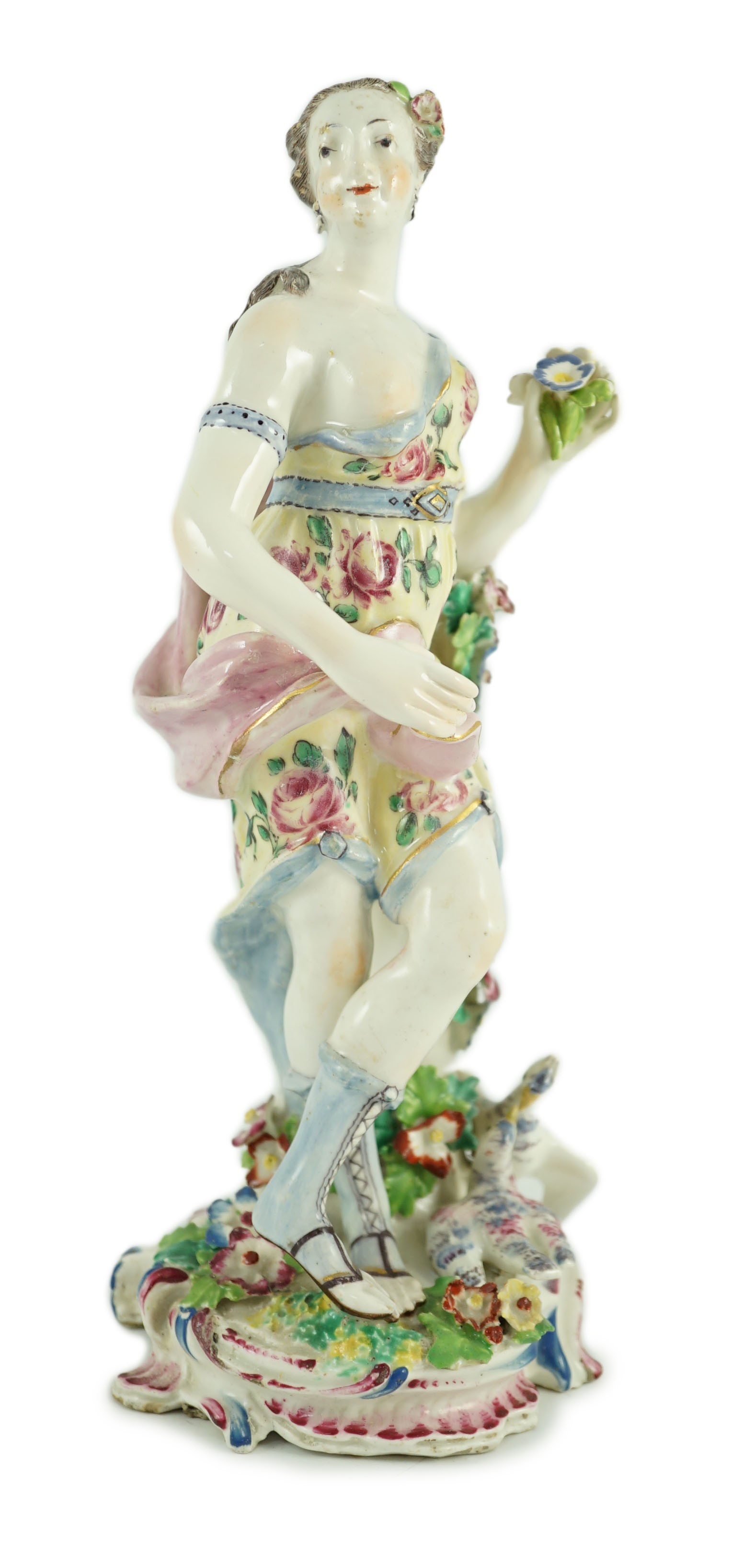 A Bow porcelain figure of Venus, c.1760, 24cm high, some restorations